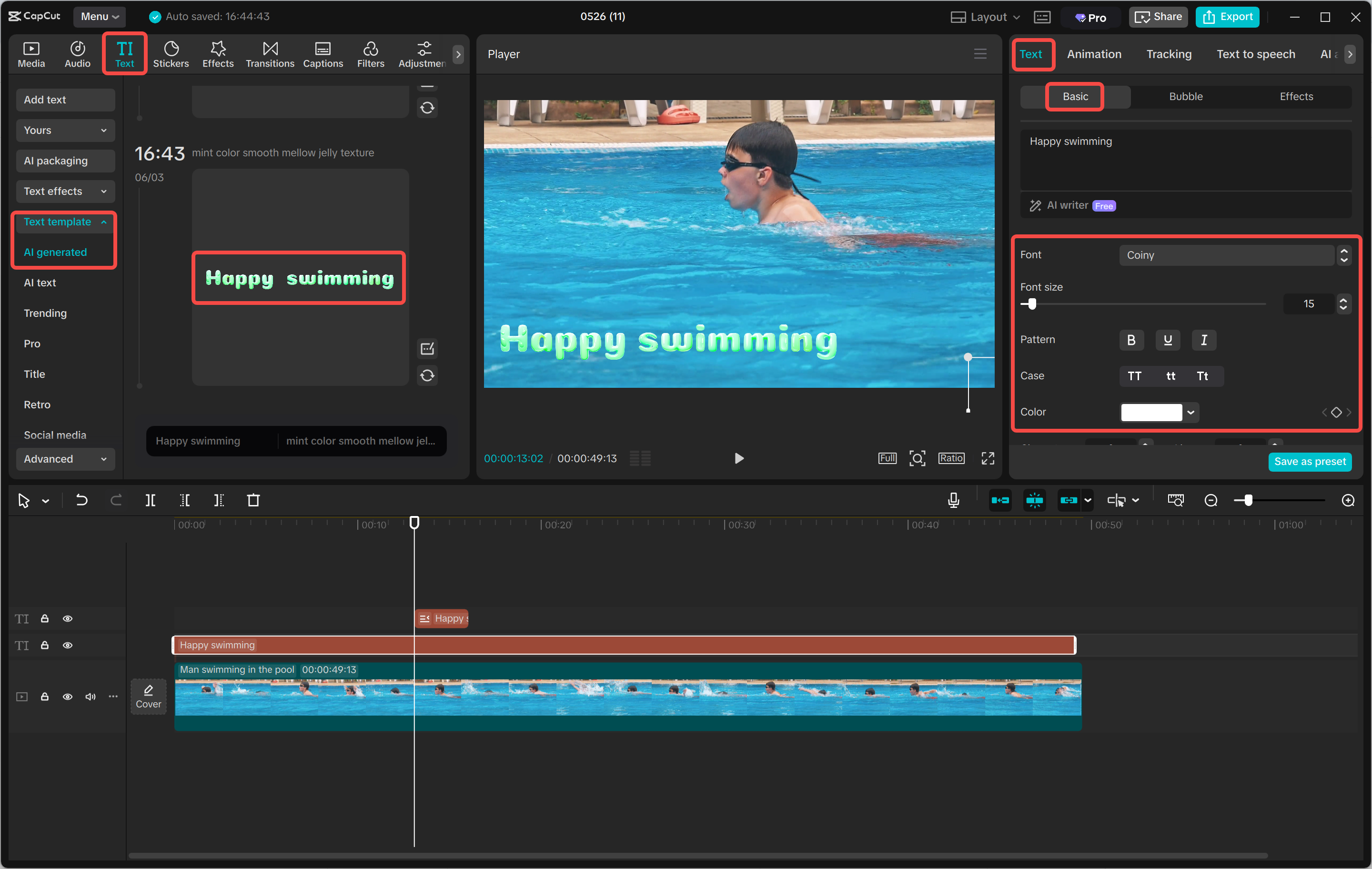 Adding and adjusting the Gagalin font in videos with the CapCut desktop video editor