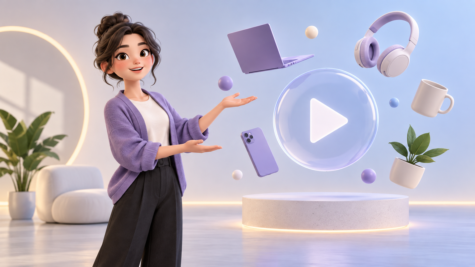 Animaker AI video generator: Stylized Product Presenter