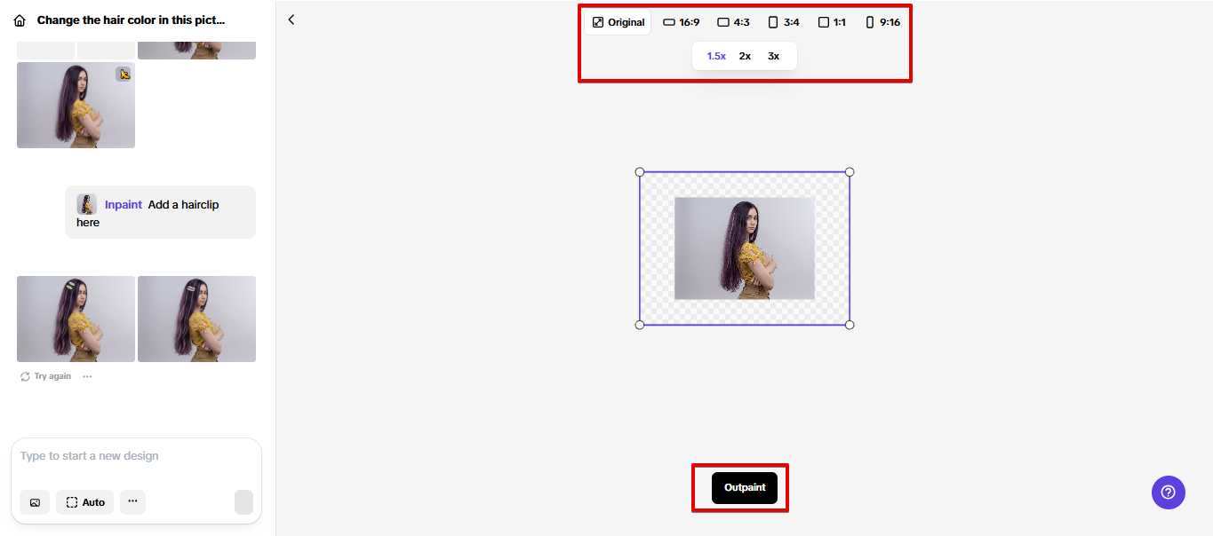 Outpainting the image background in Pippit