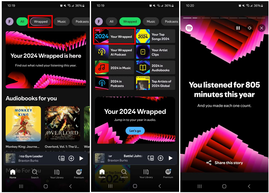 Image showing how to access your Spotify Wrapped