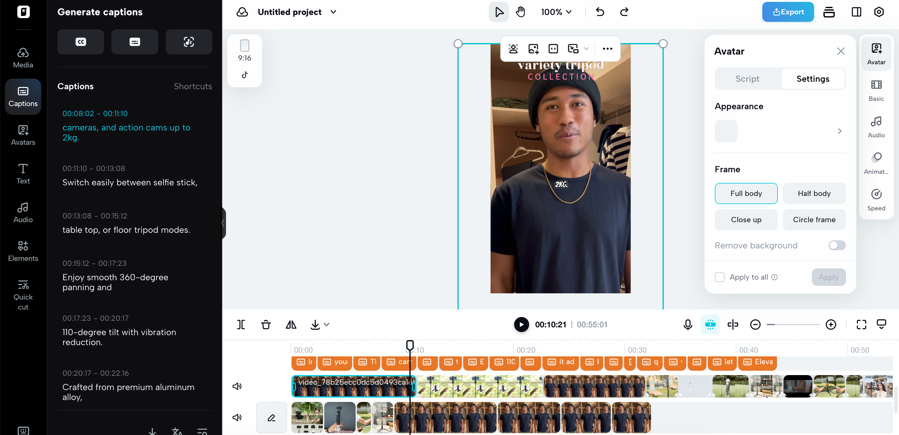 Set auto reframe settings