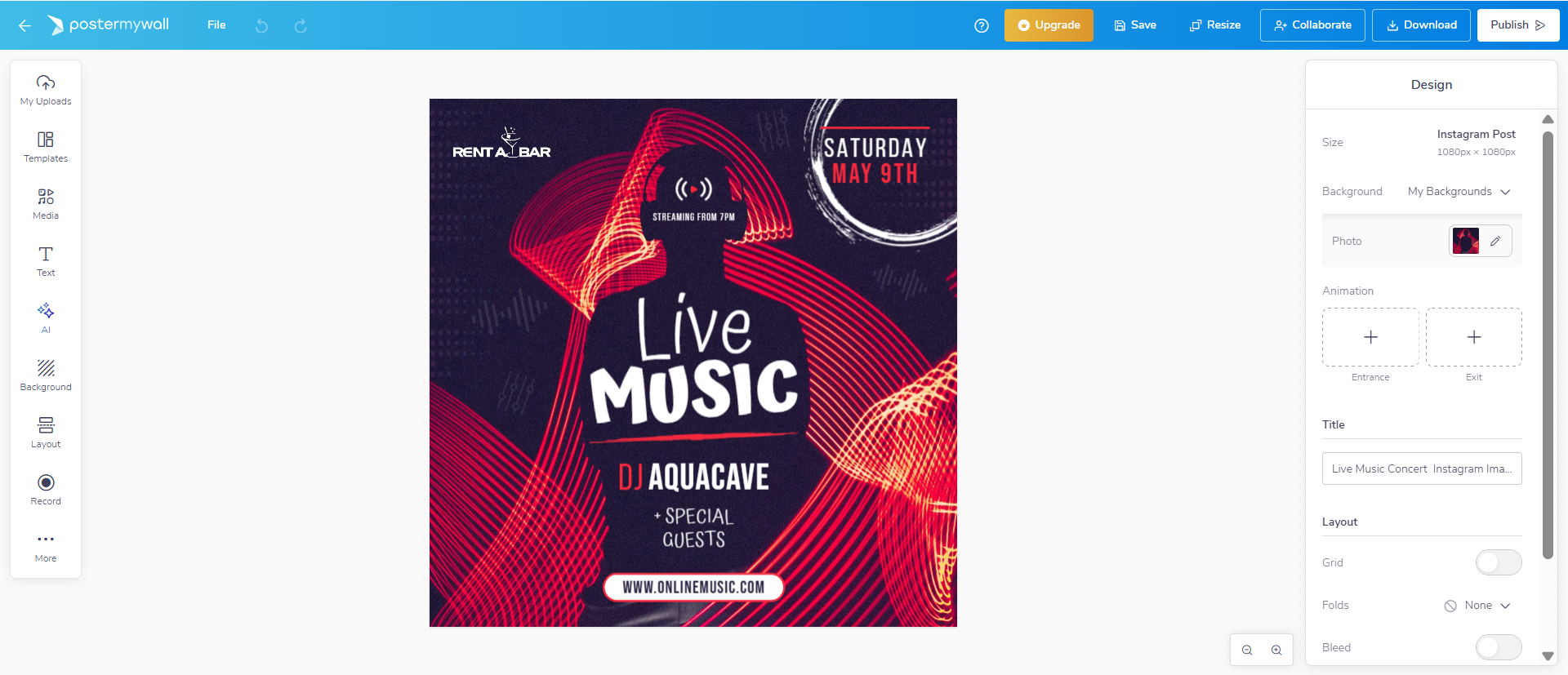 flyer ng banda ng musika