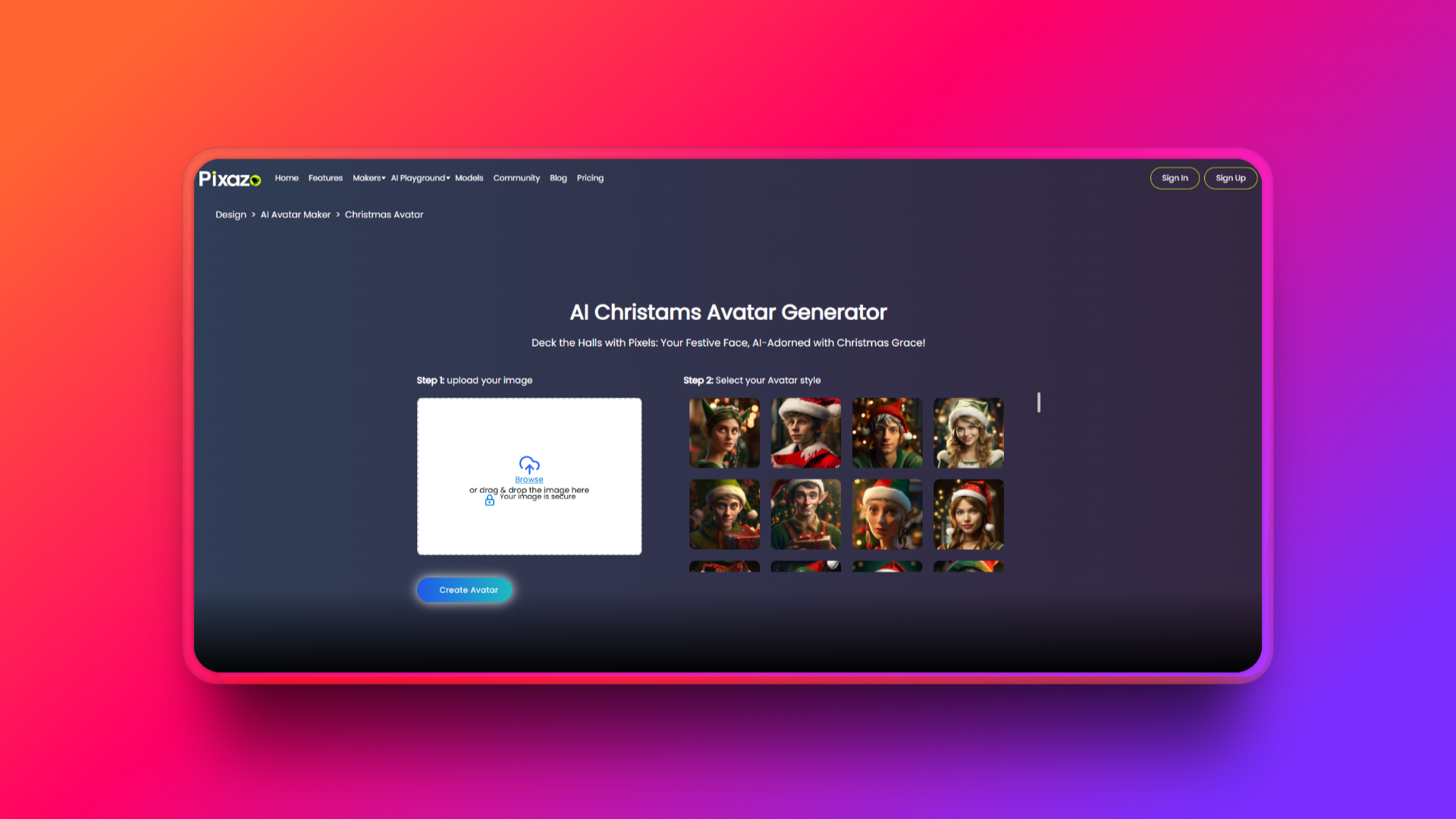 Create Christmas avatars with Pixazo