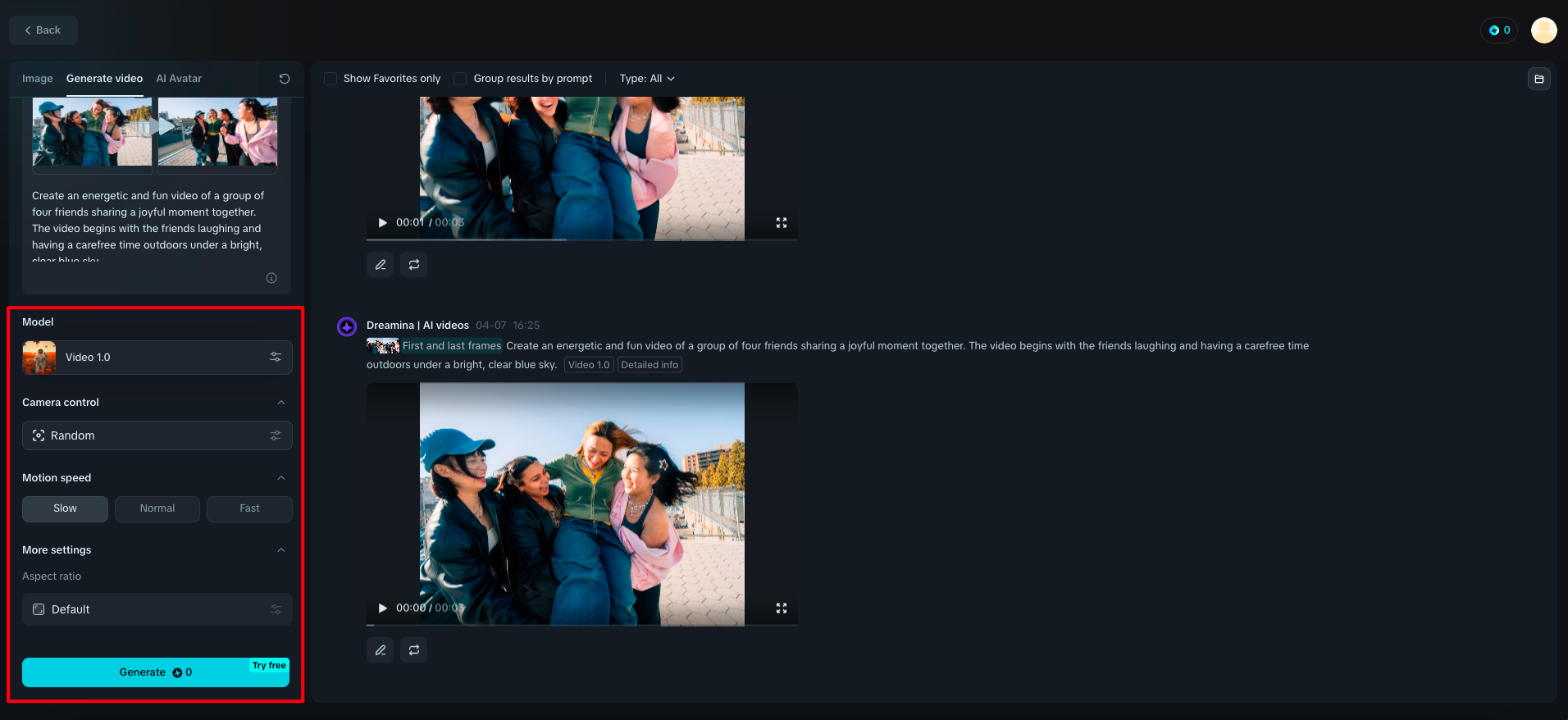 Adjust settings and generate