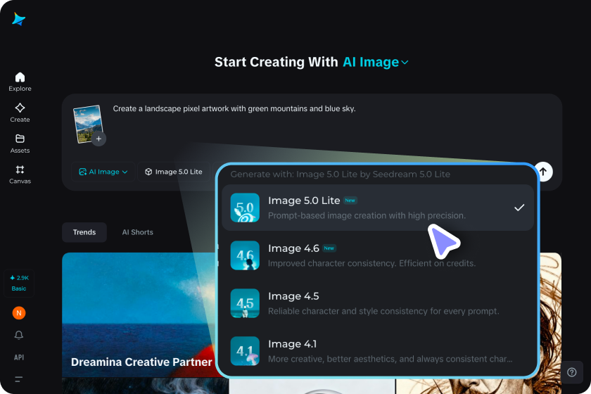 Generate the AI pixel art with Dreamina