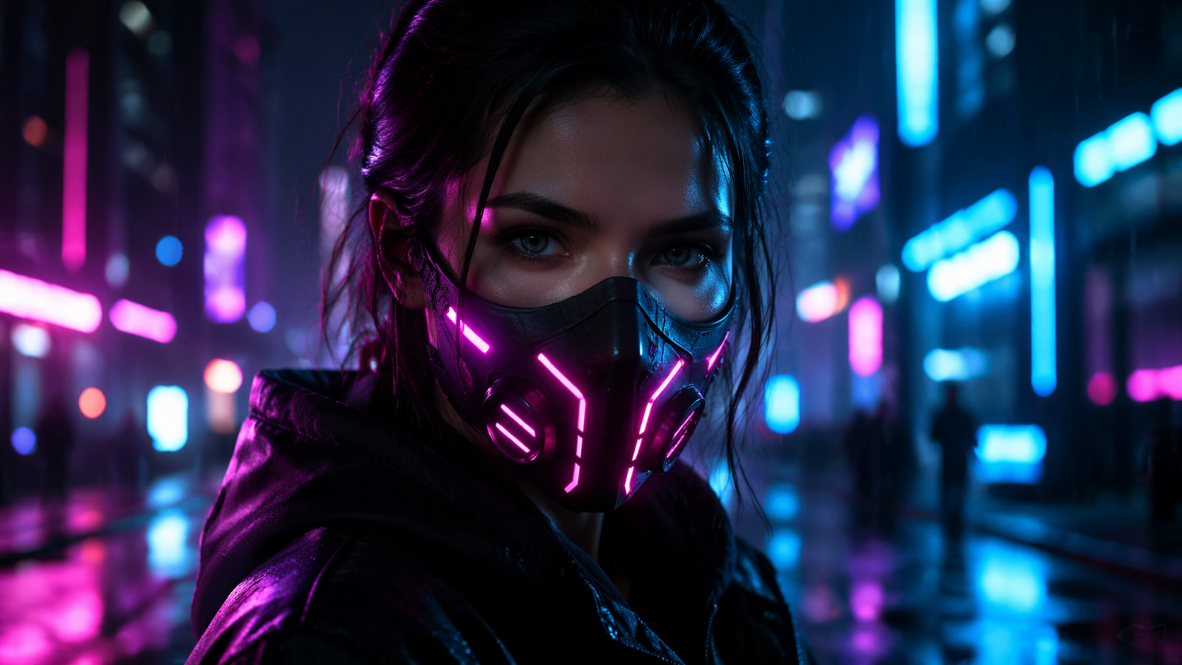 Dreamina add mask to photo: Cyberpunk neon mask