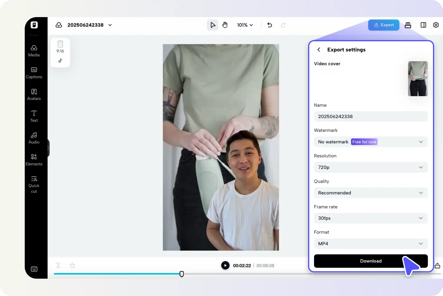 Export or share your video