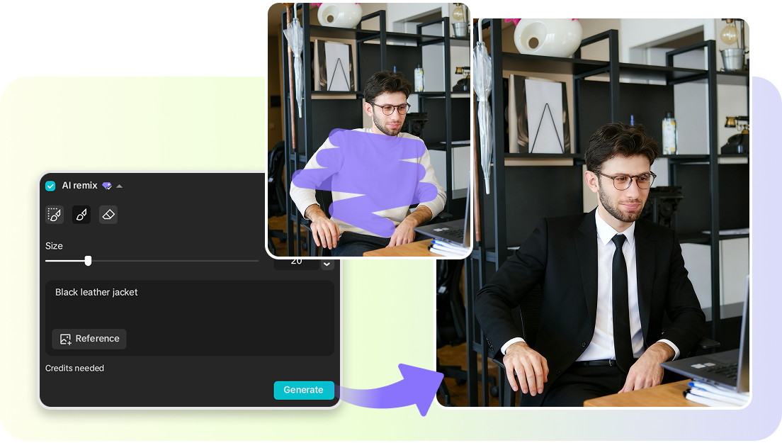 Brush over the area you want to replace and describe it in text