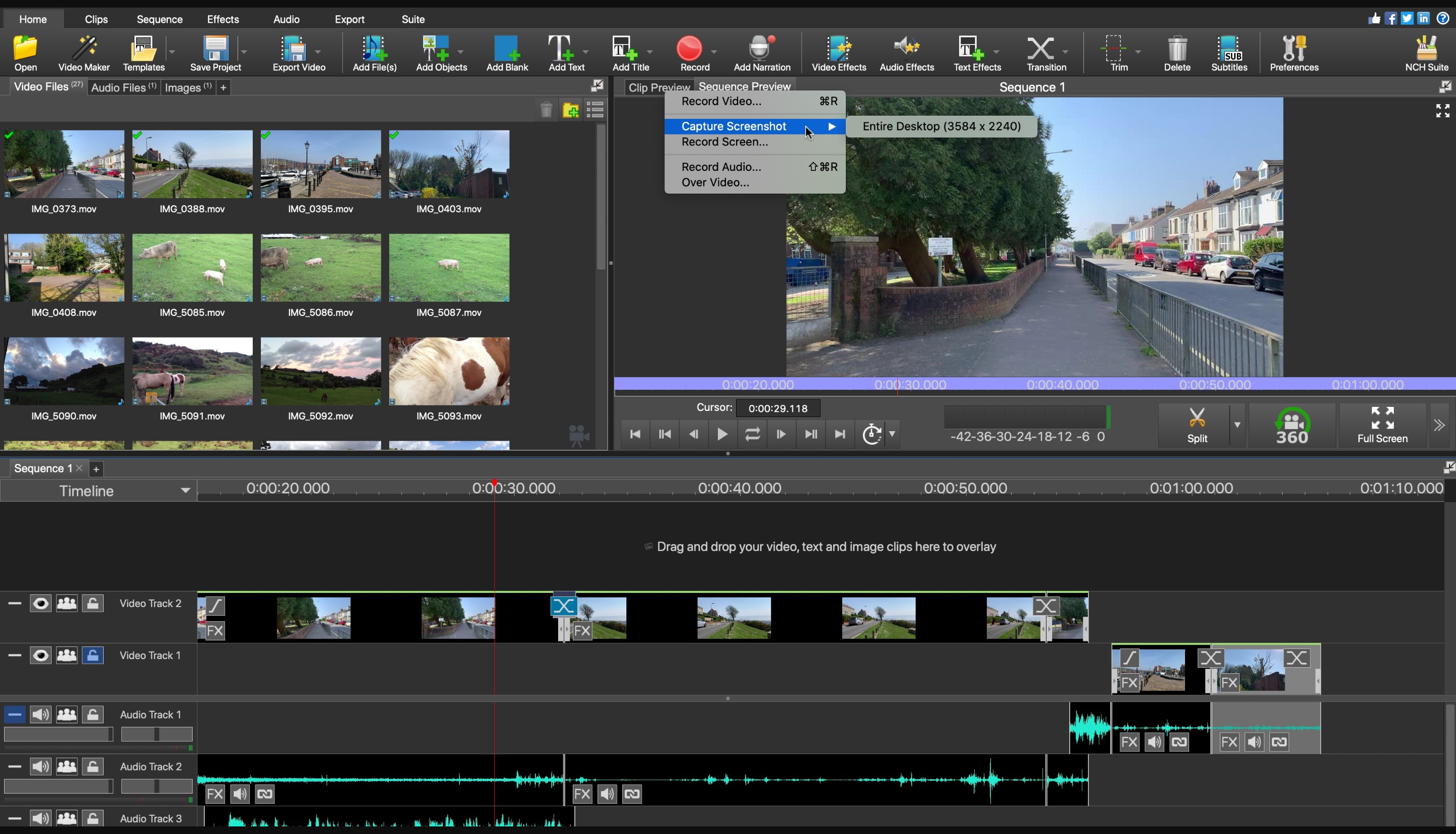 Interface ng VideoPad video editor