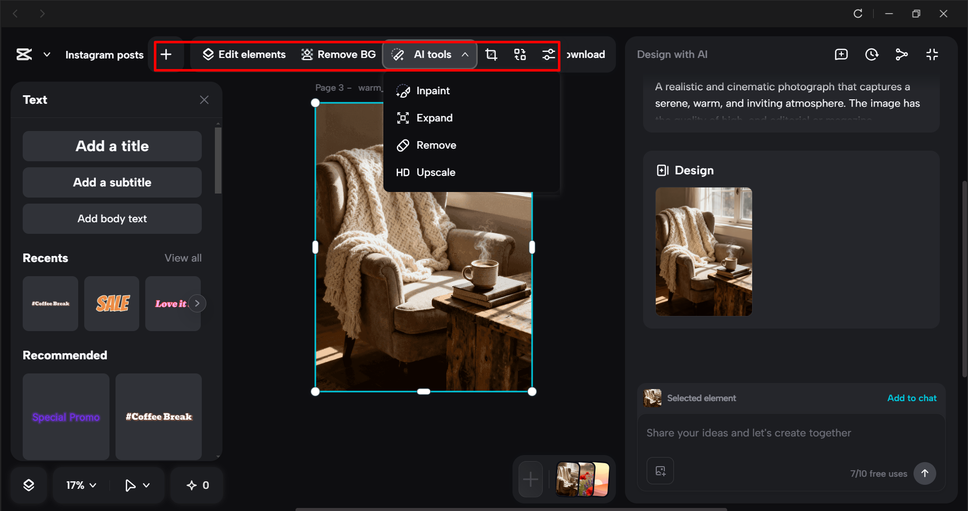 Modifying the image in the CapCut desktop video editor