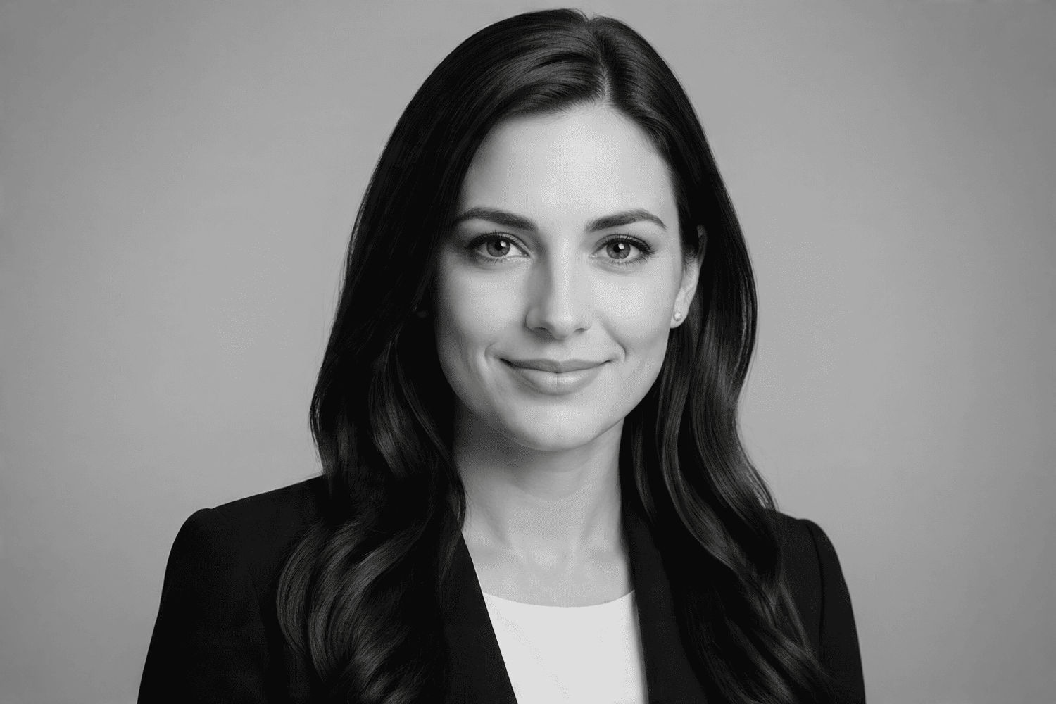 Professional black and white headshot portrait