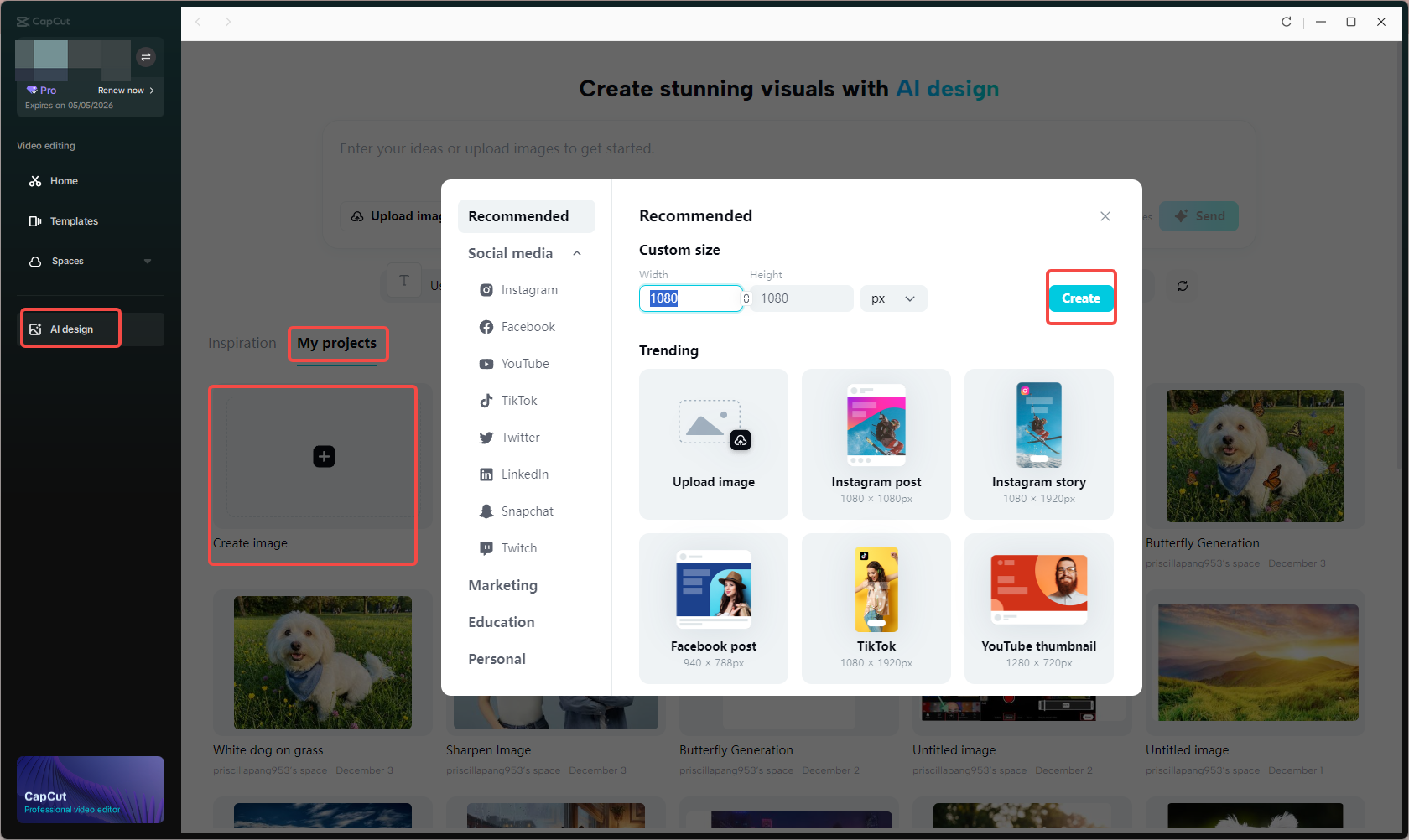 Launch CapCut and create a new canvas
