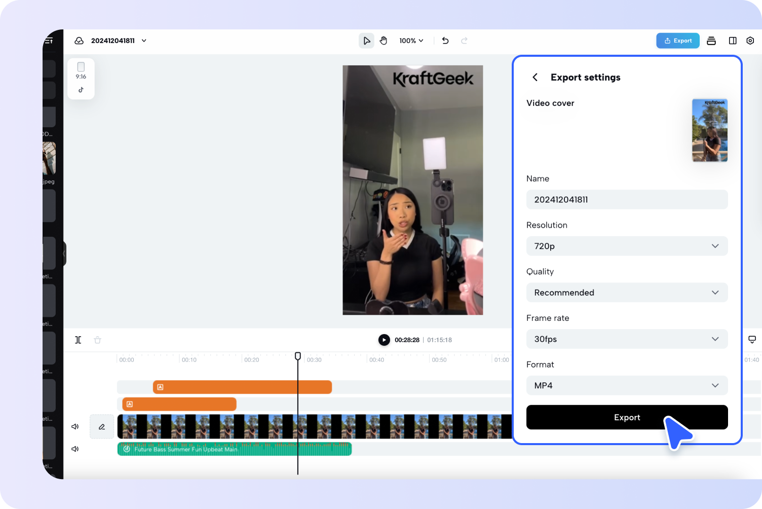 Esporta il tuo file video veloce o lento