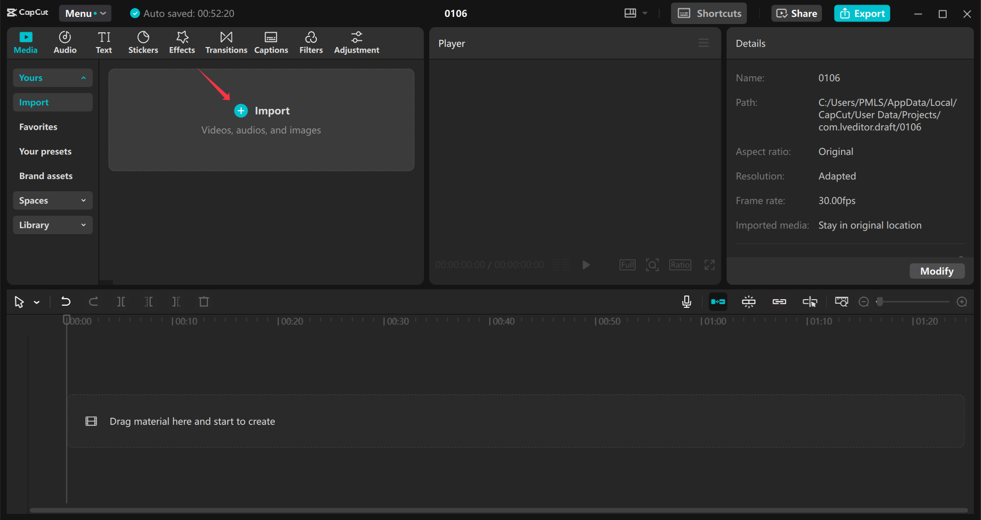 Importieren von Videos im CapCut Desktop-Video-Editor