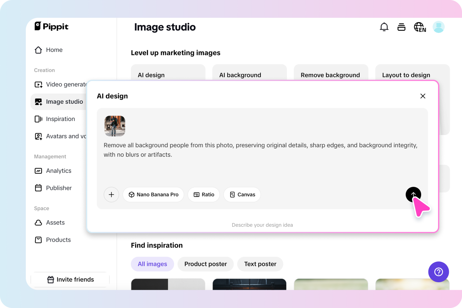 העלה תמונה והקלד הנחיה