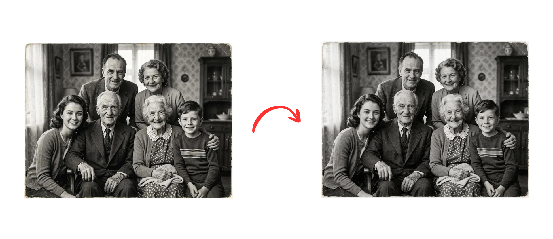 Vintage portrait restoration bago at pagkatapos