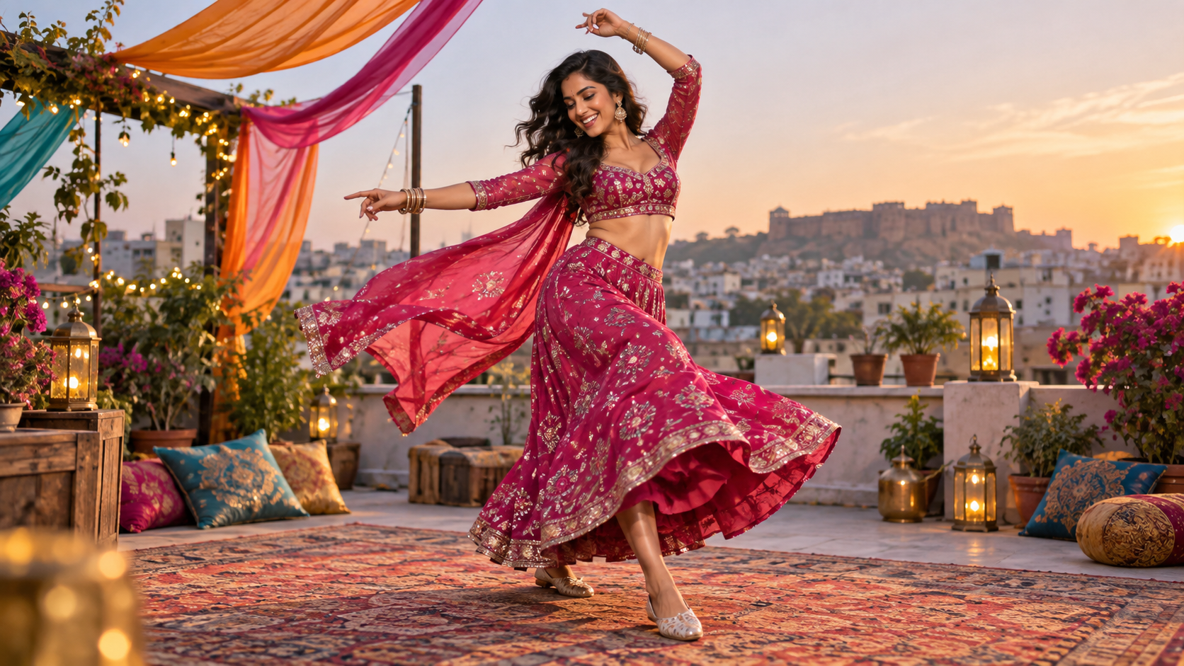 Popular Hindi song prompt image — Colorful pose ending