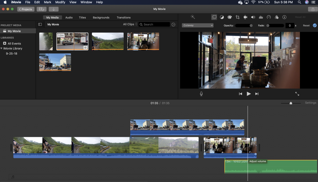 iMovie interface
