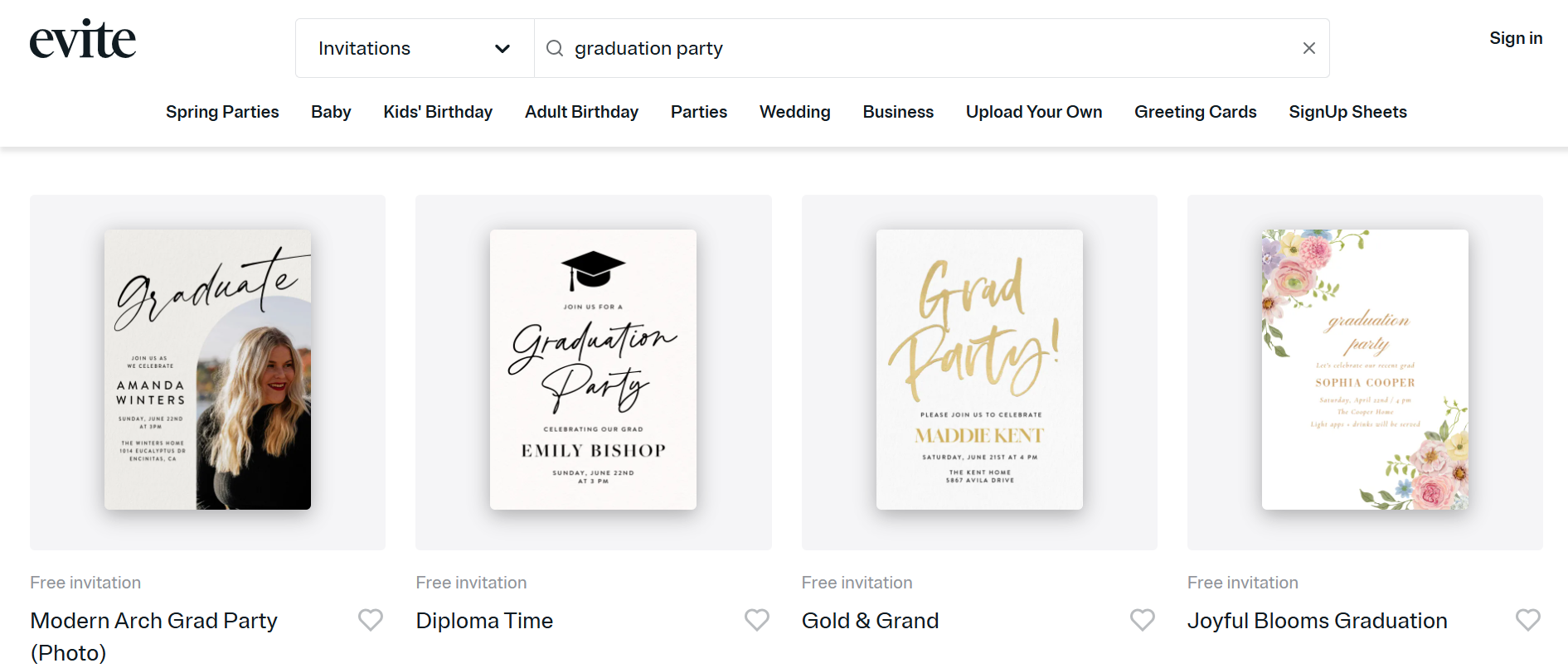 Alegeți designul pentru a crea invitații electronice de absolvire gratuite