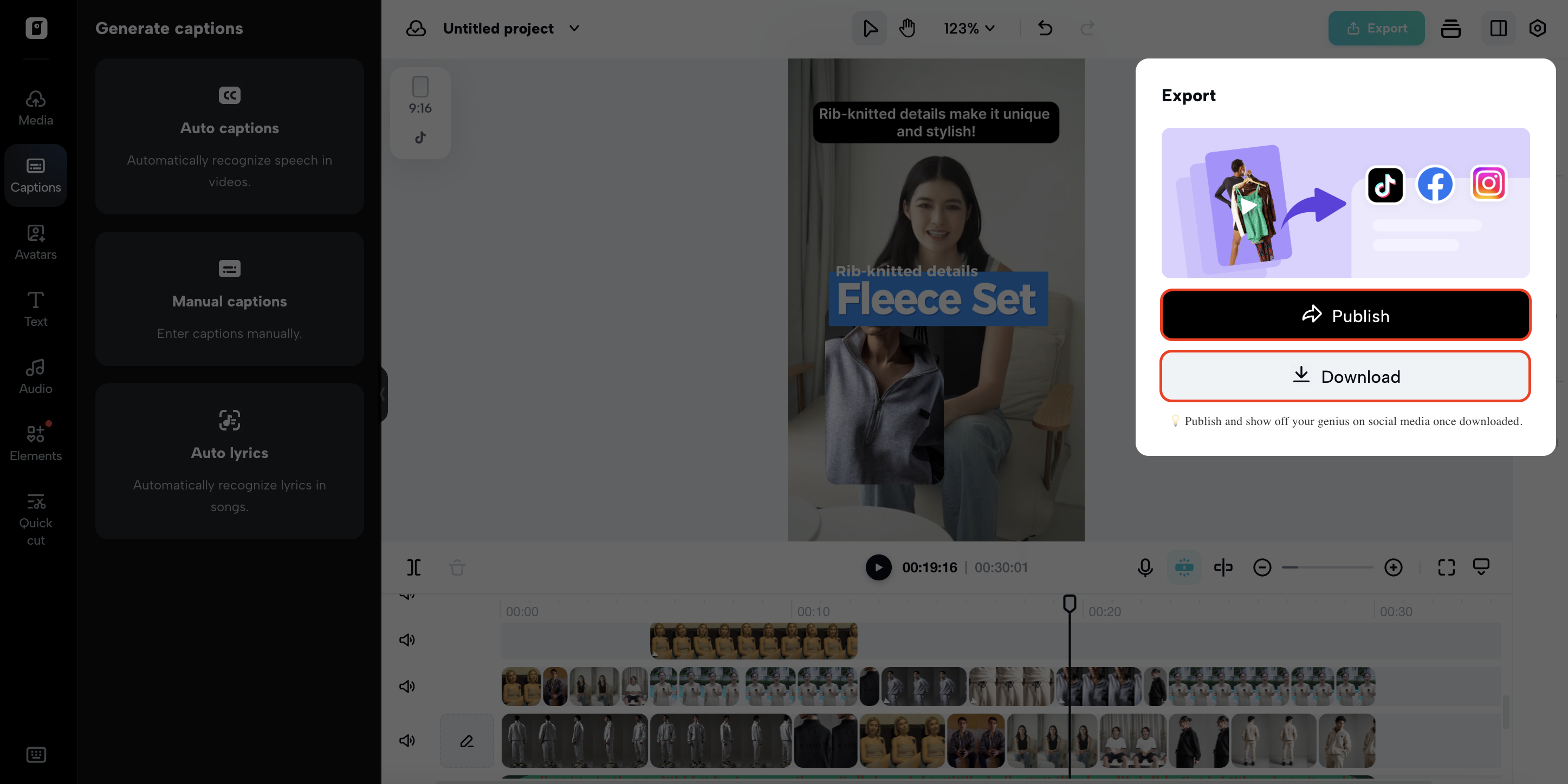 Export, share, or schedule your content
