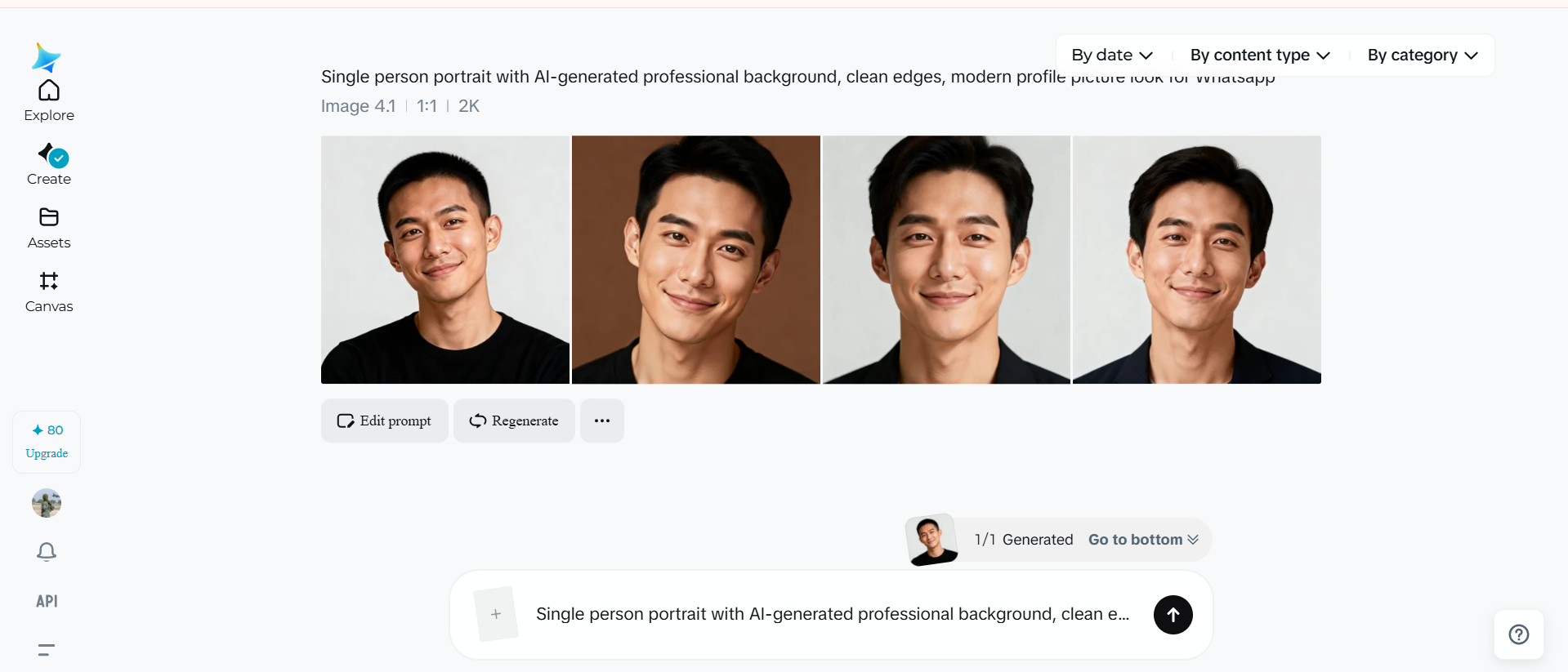Dreamina whatsapp photo profile maker interface with WhatsApp-ready profile picture creation that is square-framed and face-centered