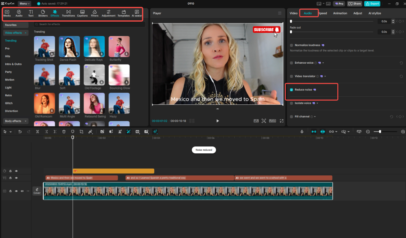 Edit the video in CapCut