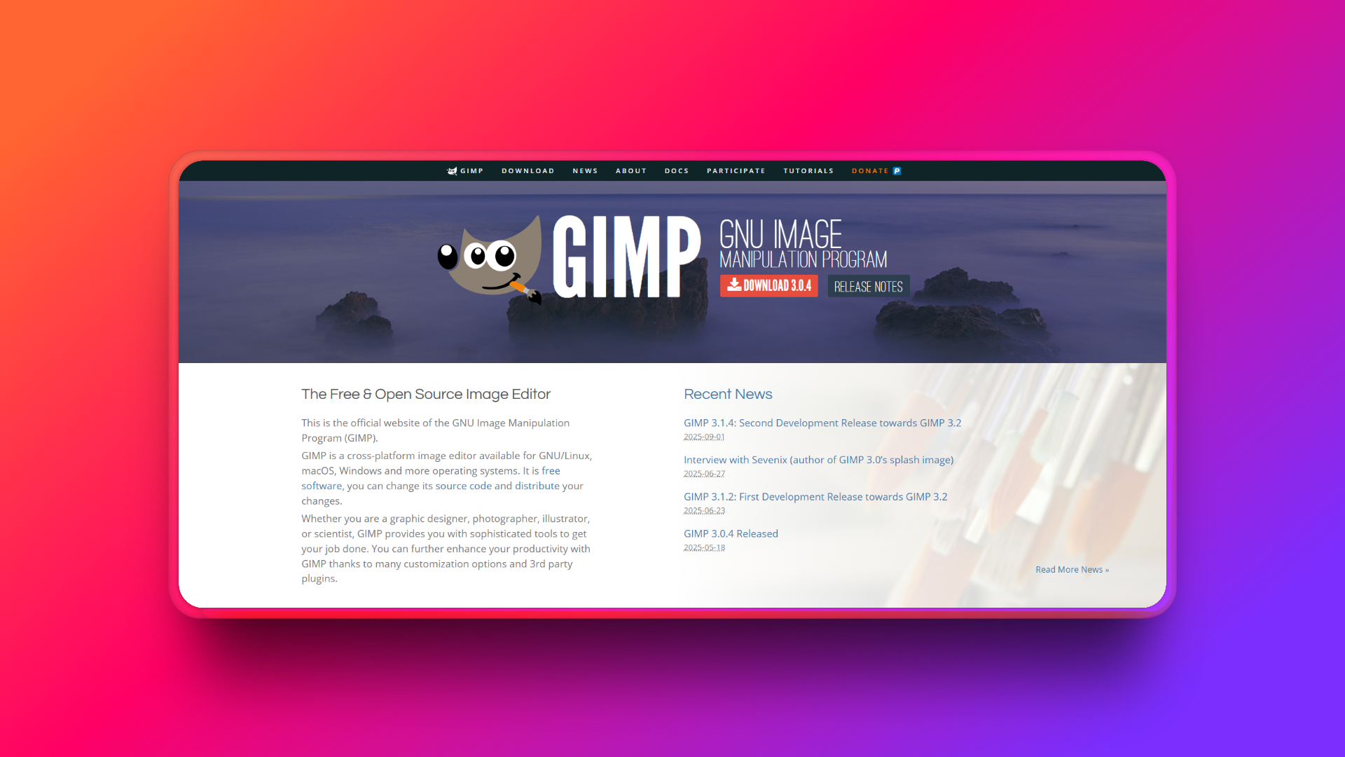 Официальный сайт GIMP
