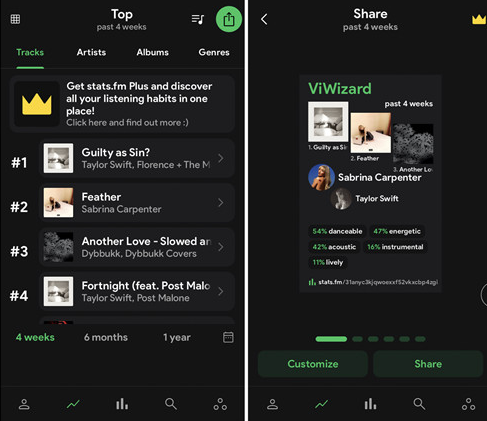 Zeigen, wie ich meine Top-Künstler auf dem Apple Music-Konto mit Stats.fm