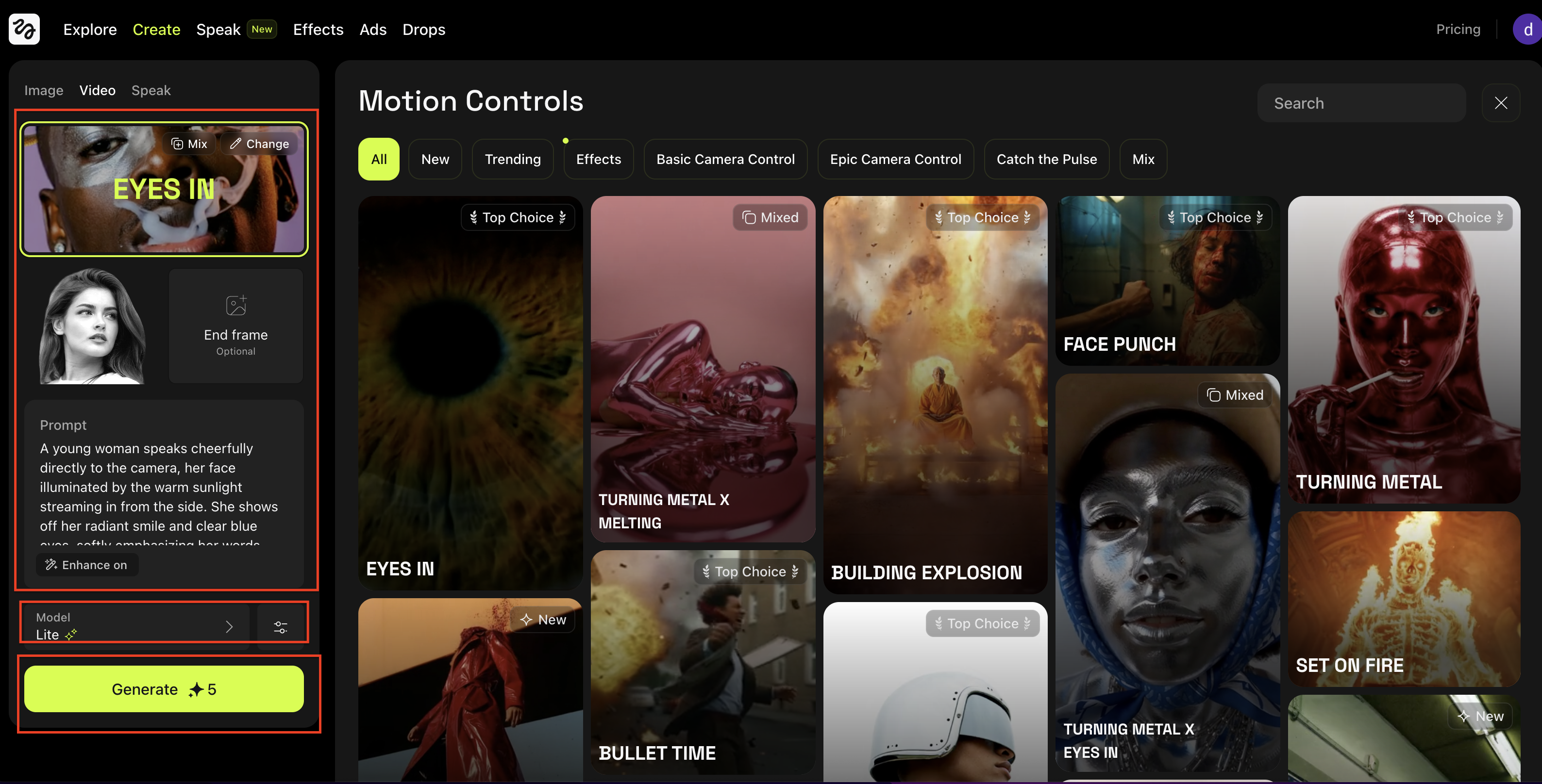 Video erstellen mit Eingabeaufforderung oder Bild-Uploads
