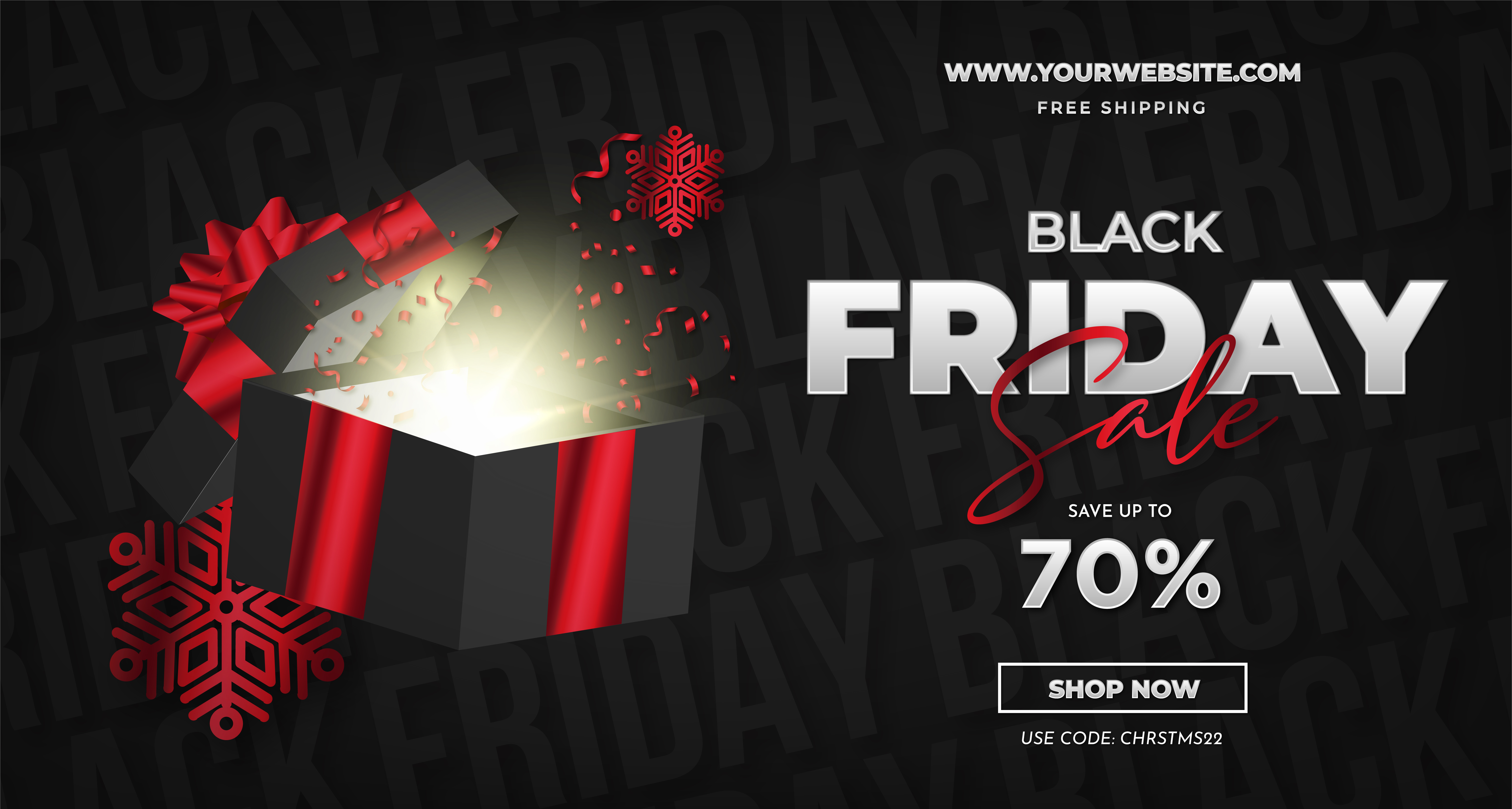 Social media banner with festive gift box