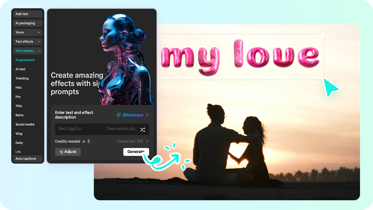 Verwenden Sie den CapCut AI Word Art Generator kostenlos