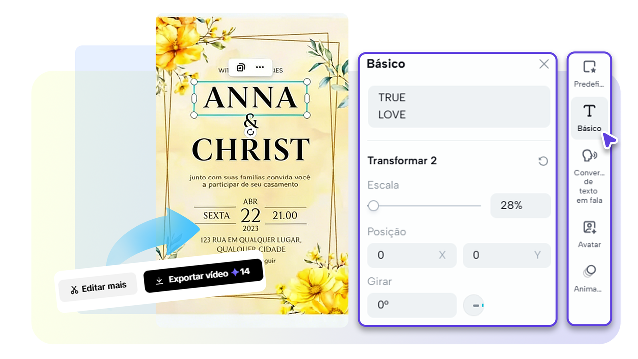 editar convite de casamento online
