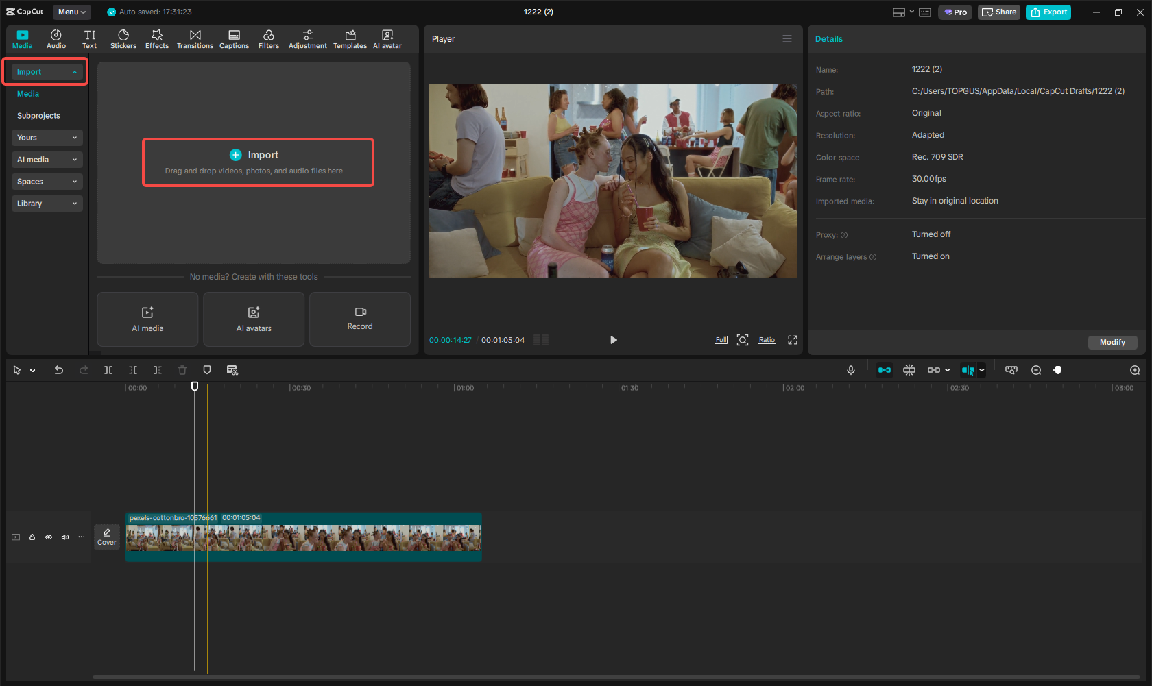 Importing your image/video into CapCut