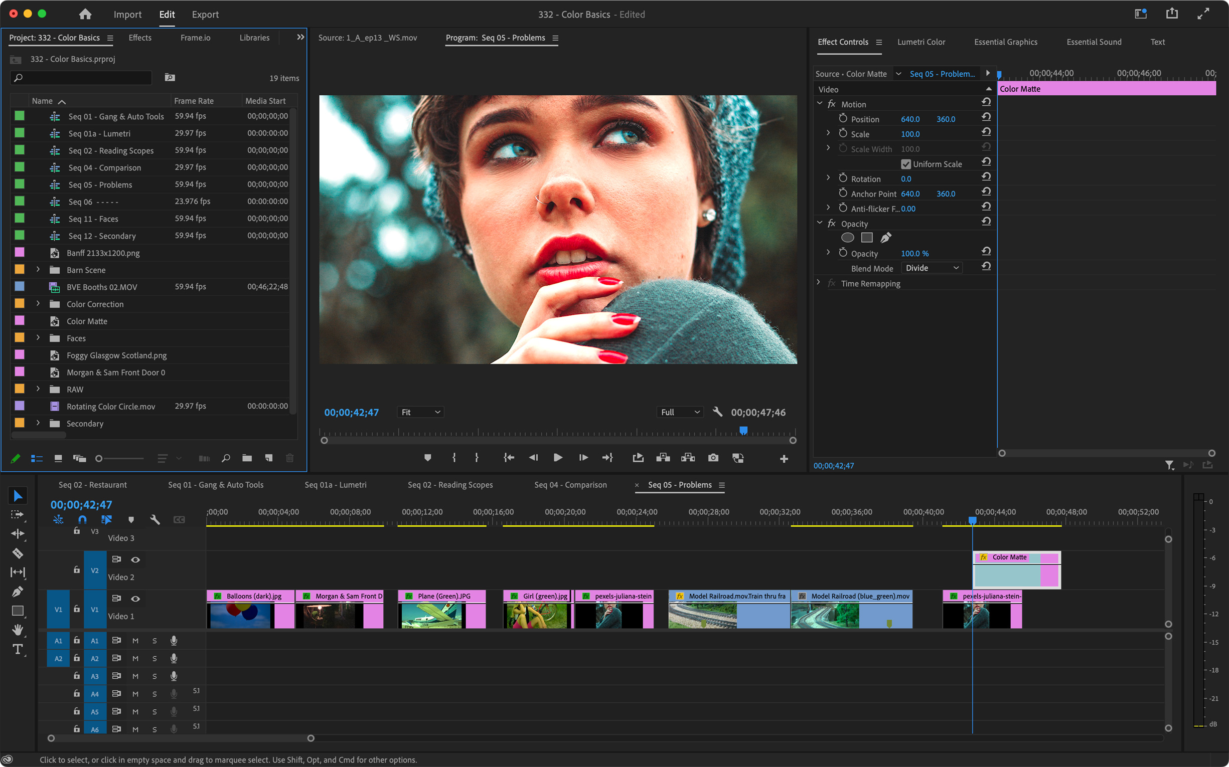 Interface of Adobe Premiere Pro