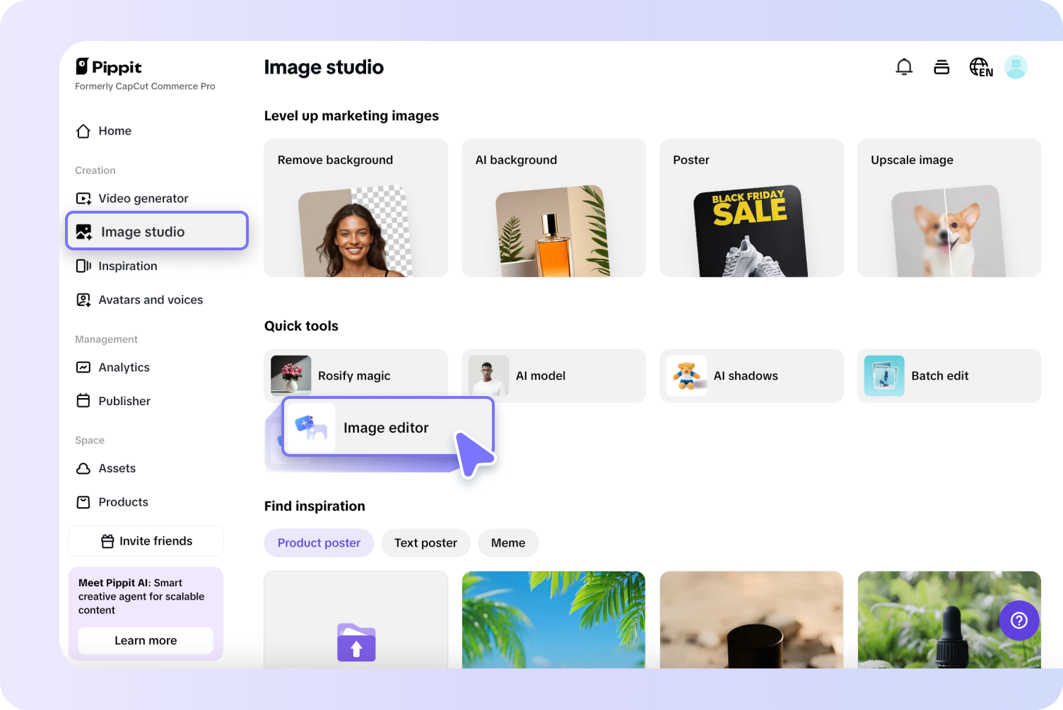 Öppna Image editor och ladda upp ditt foto
