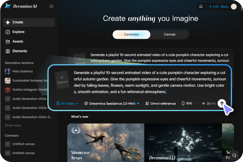 Envie uma imagem de referência e escreva seu prompt