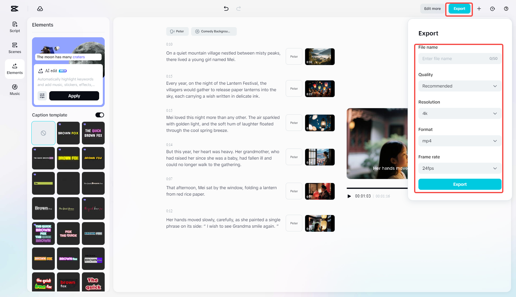 Esportare il video in CapCut