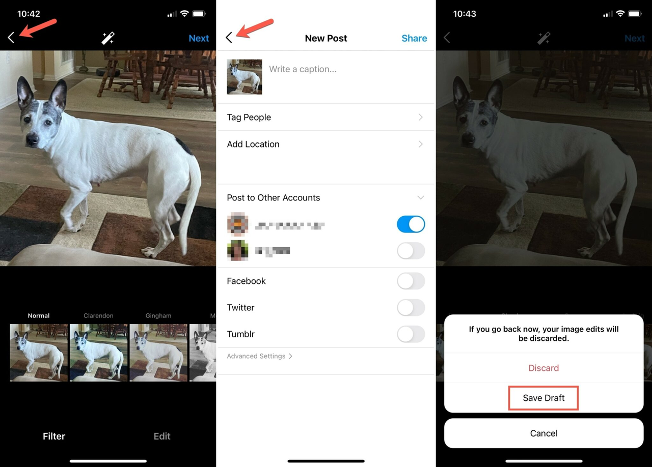 Save a post as a draft on Instagram