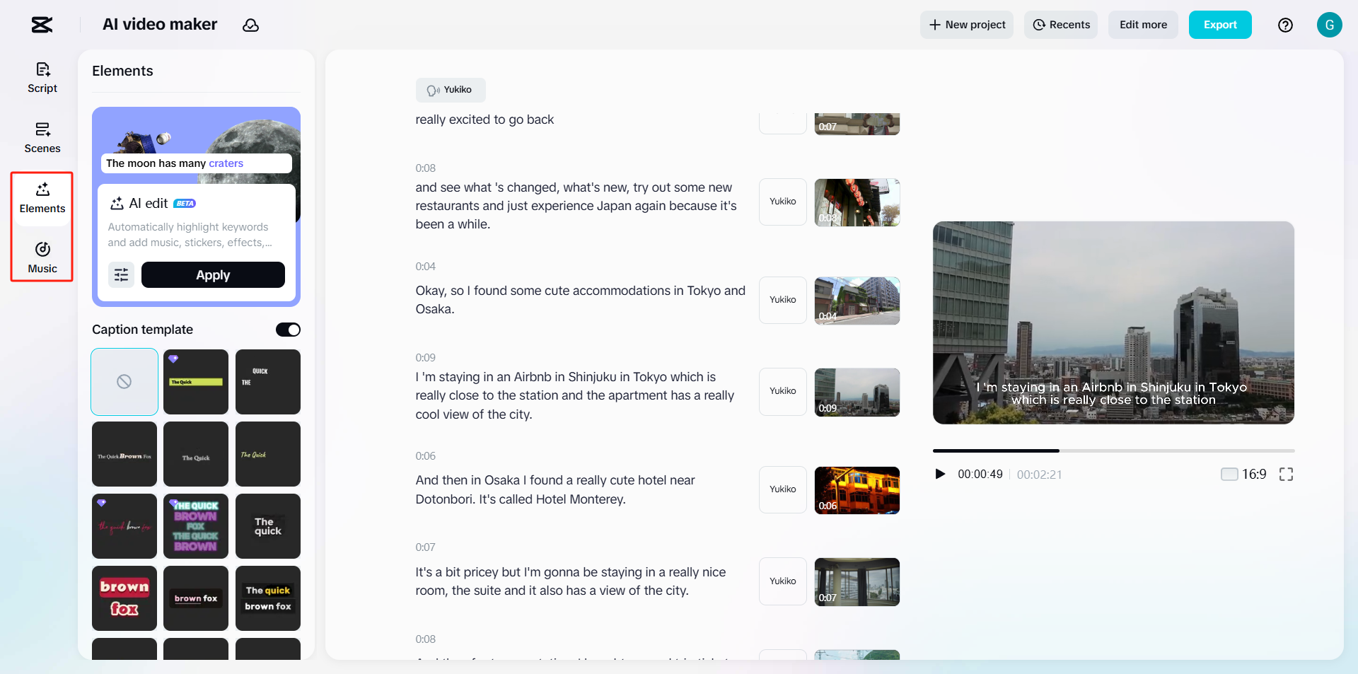 Add elements and music
