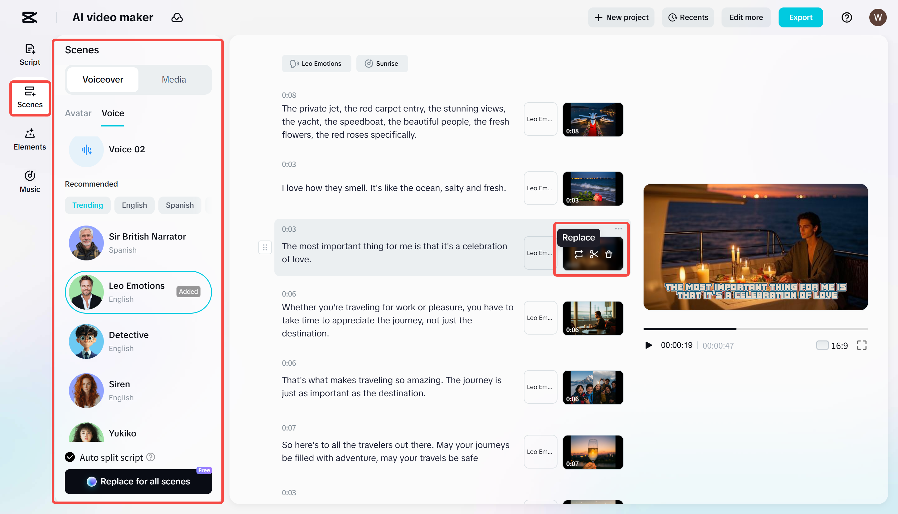 Adding a voiceover to a video with CapCut Web