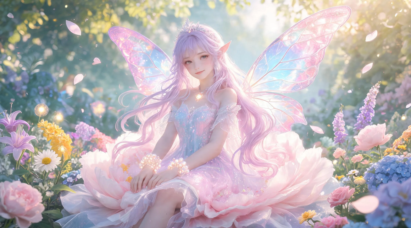 Prompt for a pretty garden fairy