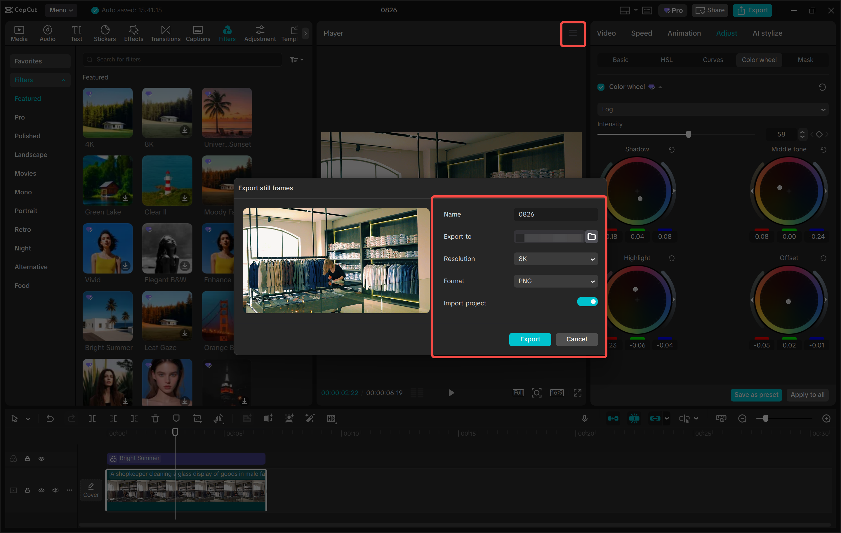 Herunterladen des Bildes vom CapCut Desktop-Video-Editor