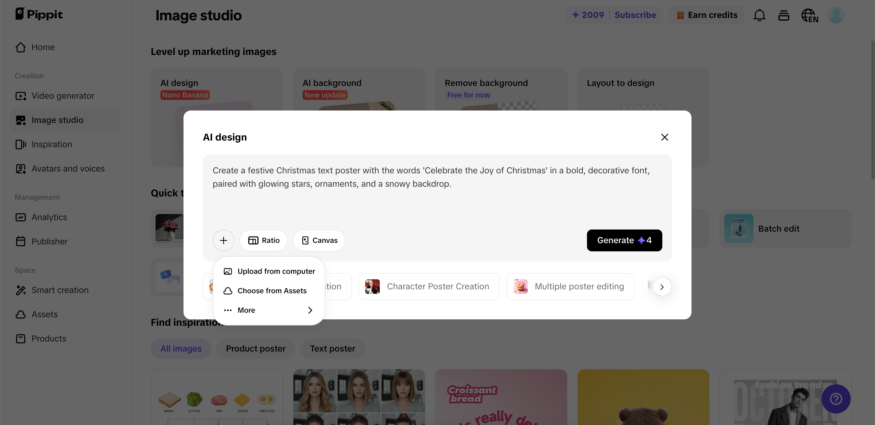 Enter prompts and generate