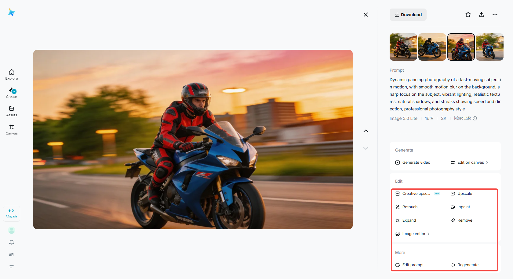 Tingkatkan imej fotografi panning menggunakan alat penyuntingan