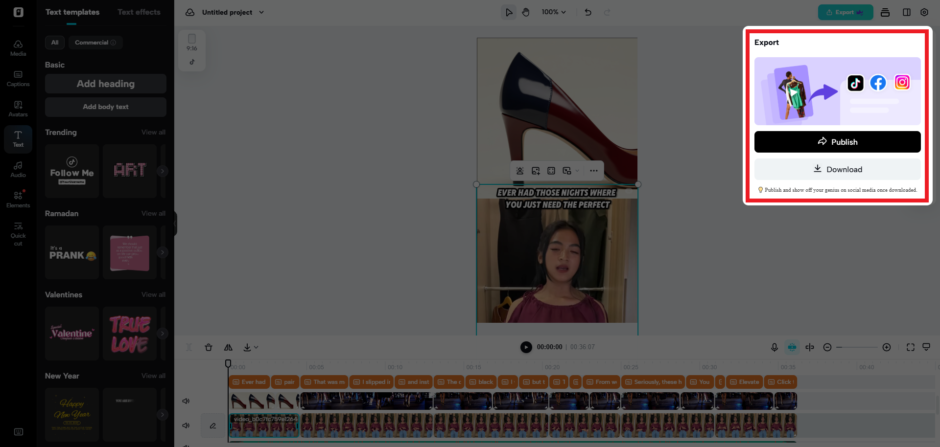 Export or directly publish your video to TikTok
