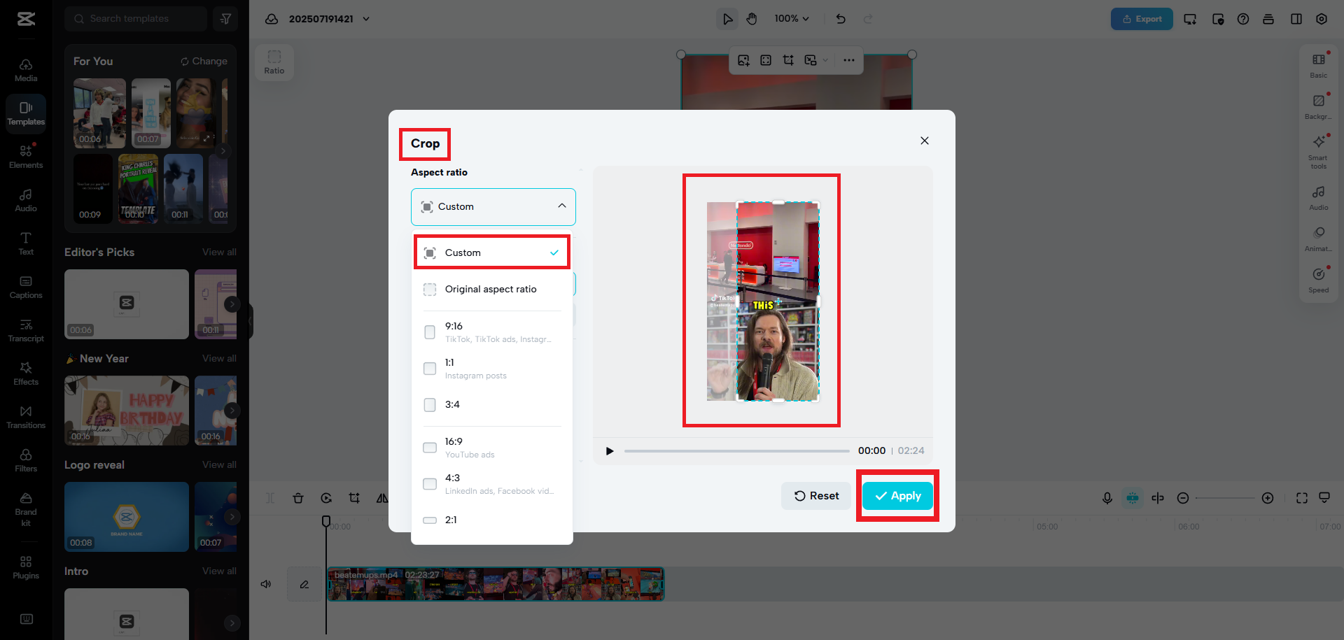 Crop your video to remove the watermark