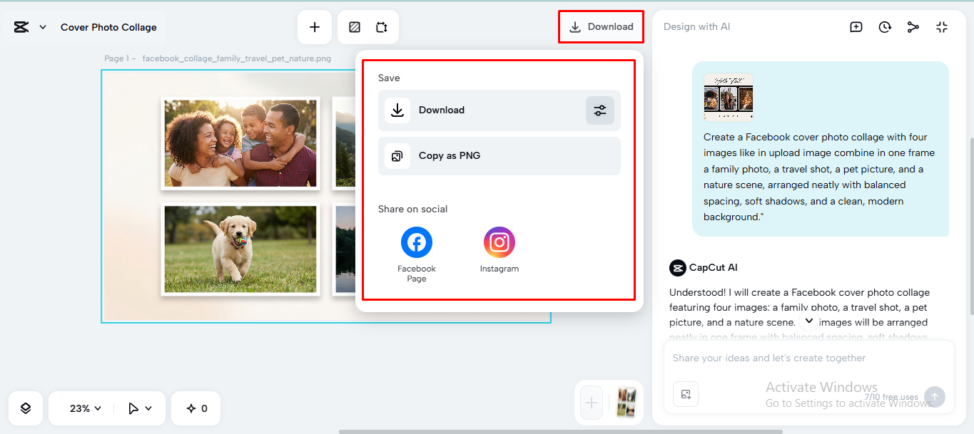 Exporting the media from the CapCut desktop video editor