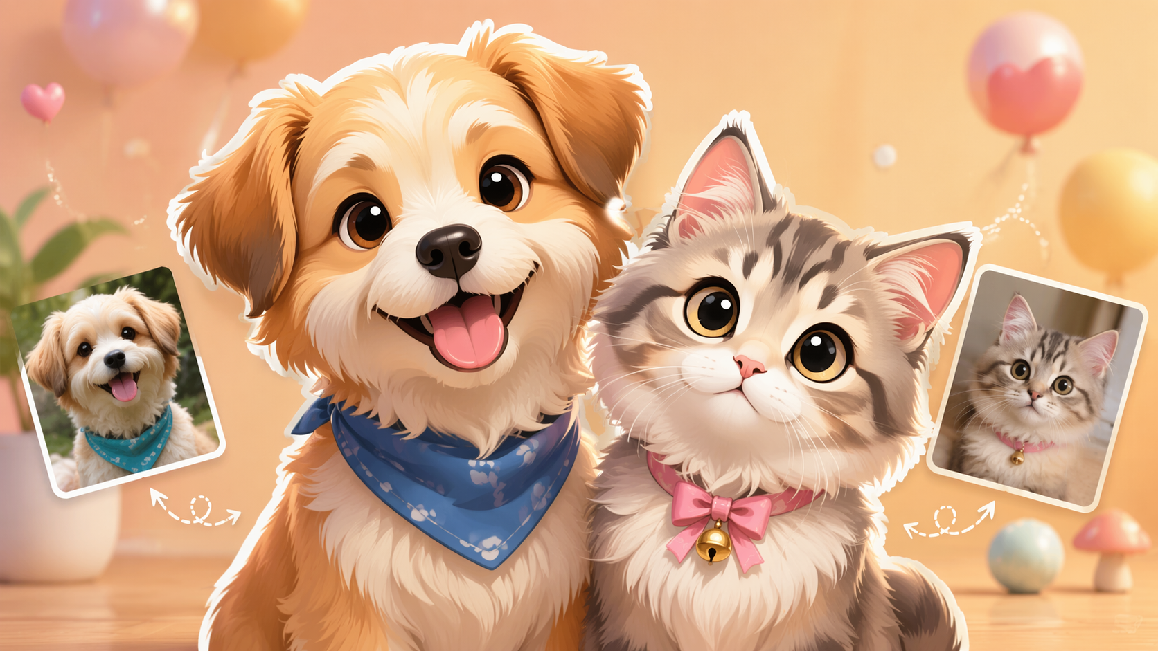 Dreamina pet cartoon filter 16:9 AI-generated hero image