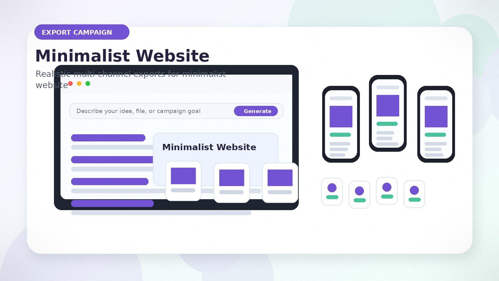 Minimalist Website realistic export campaign visual for minimalist website