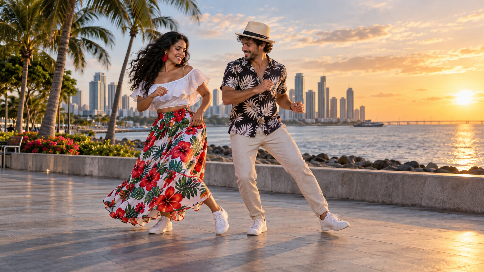 Dansul Panama AI: Duo de promenadă pe plajă